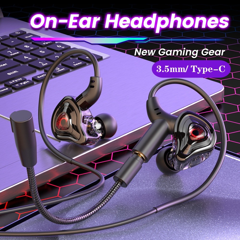 G59 Fones De Ouvido 3.5mm Tipo-C Porta Gamer Fone Intra-Auricular Com Fio HD Cancelamento De Ruído Para Jogos Microfone