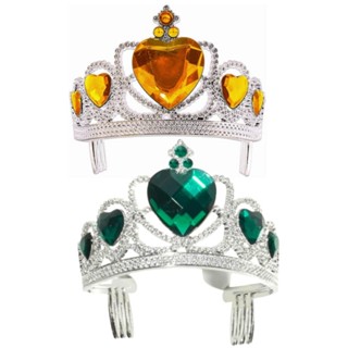 Coroa Tiara Pedras De Coração - Verde Ou Amarelo
  Com Presilhas Laterais em Oferta na Shopee