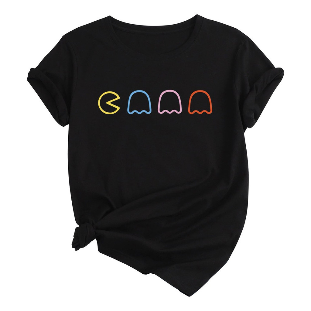 Camiseta Algodao Estampa Desenho Pac Man Jogo Vintage Blusa Camisa Unissex Feminino Masculino 100% Algodão