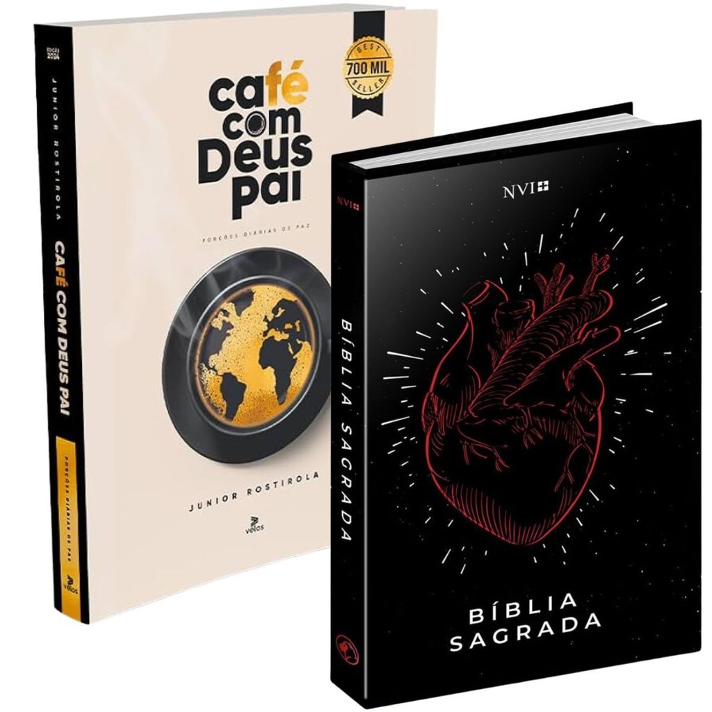 Kit Devocional Café com Deus Pai + Bíblia Sagrada Coração Capa Dura em Oferta na Shopee