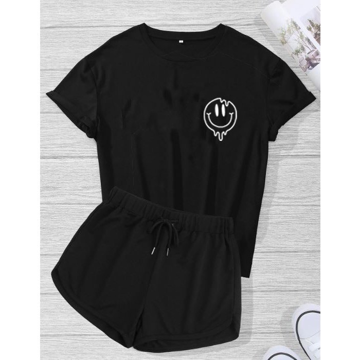 Conjunto Feminino Camiseta Baby Look Smile Derretido e Short