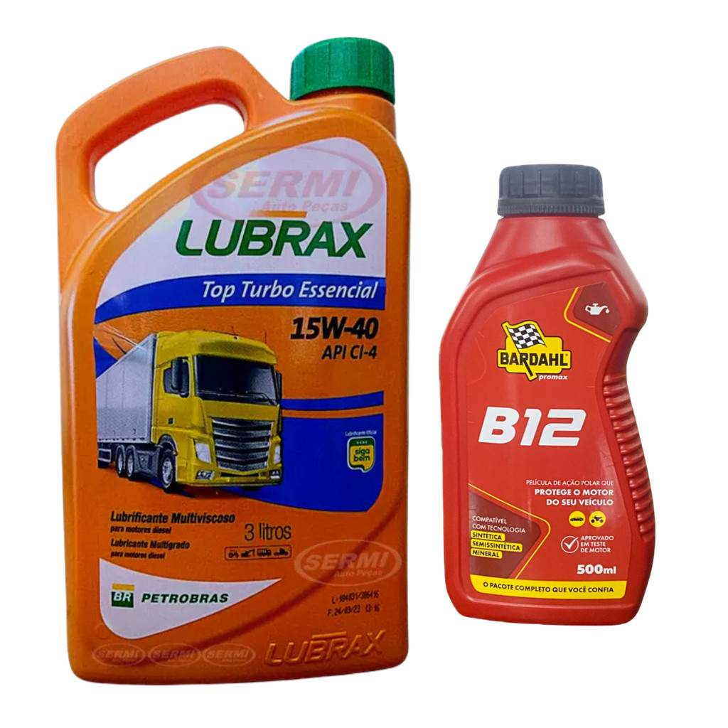 Kit Bardahl B12 500ml + Galão Óleo Motor 15w40 Top Turbo 3 litros em Oferta na Shopee