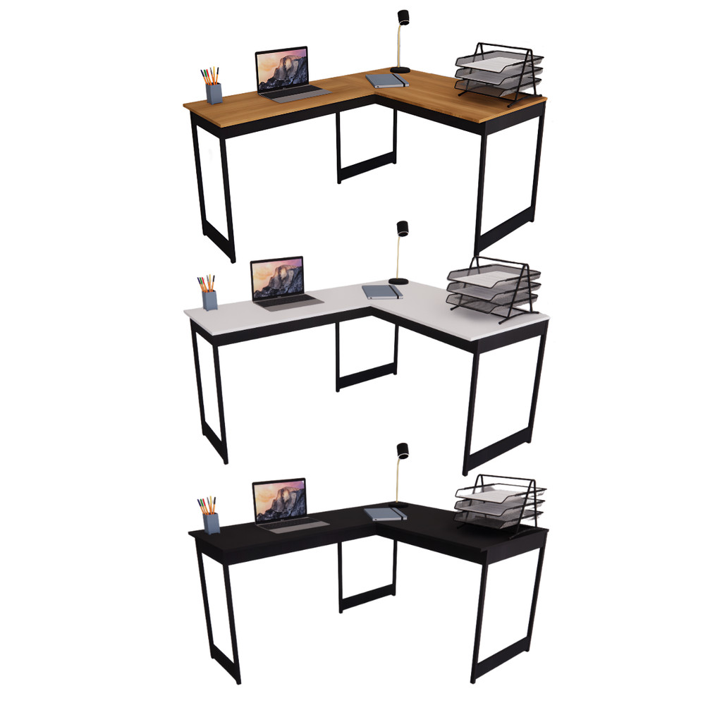 Mesa Em L Estilo Industrial Escrivaninha De Canto Escritório Estudo Beni Camaleão