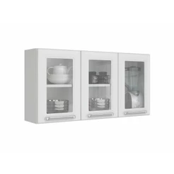 Armario Aéreo com Vidro Cozinhas Itatiaia Luce - 3 Portas - Branco