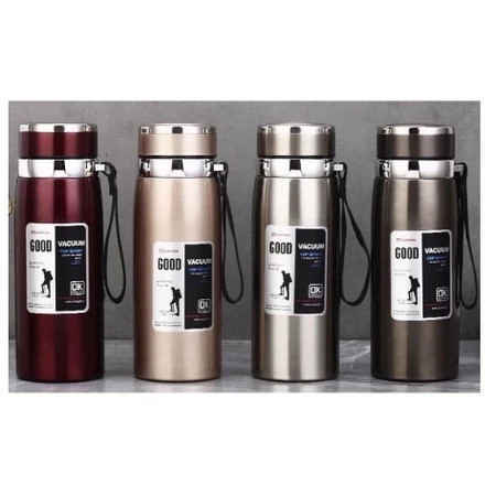 Garrafa 800ml/1000ml Inox Térmica Com Infusor Prata Dourada Marron Água Café Parede Dupla Com Alça em Oferta na Shopee