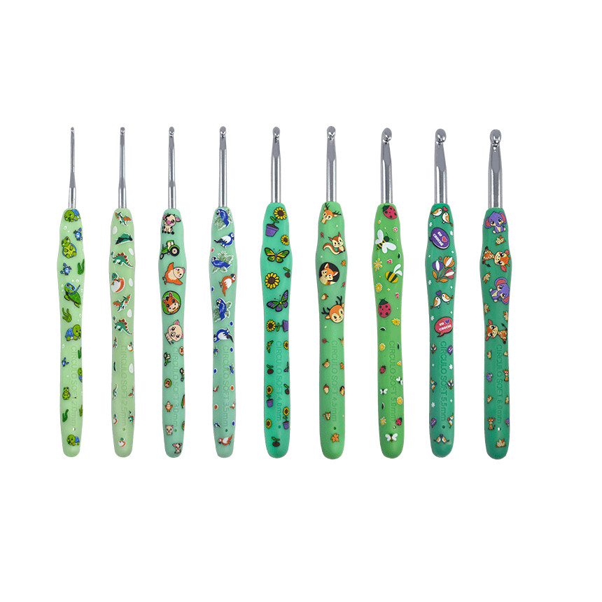 Agulha de Crochê Soft Emborrachada MINT Unidade Cabo Anatômico Confortável para Artesanato