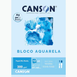 Bloco Aquarela A4 300g 12 Folhas Canson - 1 bloco