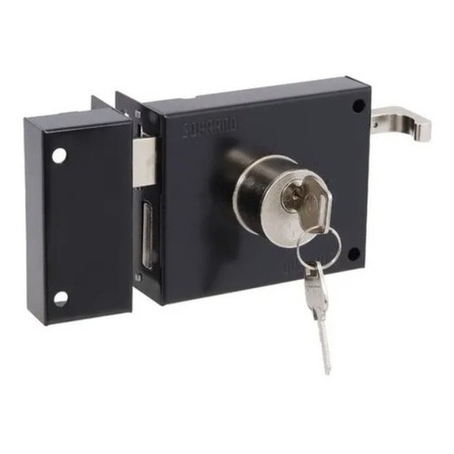 Fechadura De Portao Sobrepor Soprano 231 Inox Resistente Preto Fosco Modelo Pratice - Original