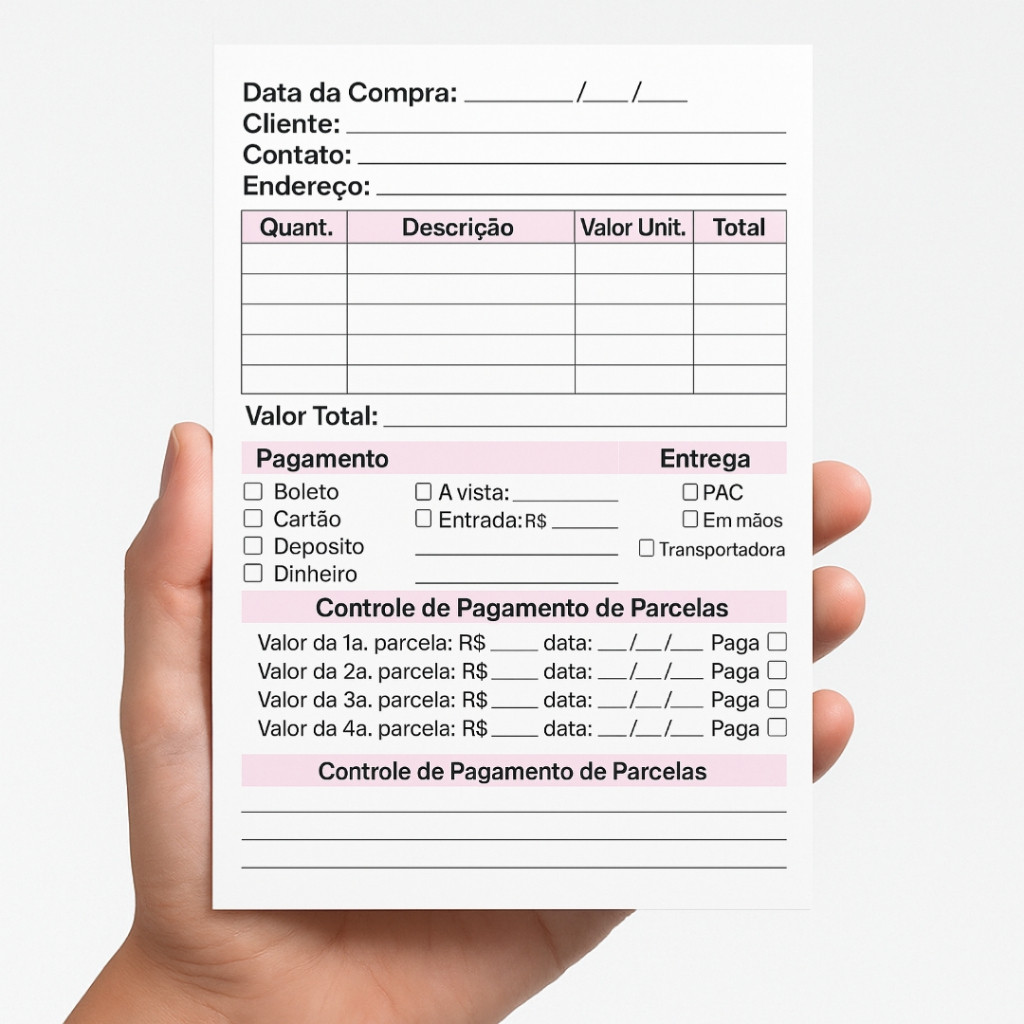 Bloco Controle de Vendas a Prazo, Parceladas, Fiado (100 folhas)