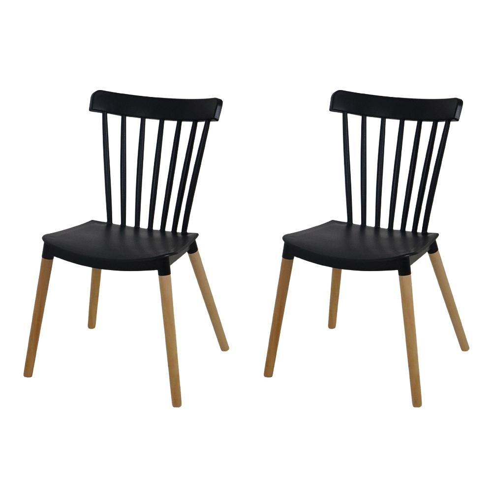 Kit 2 Cadeiras para Mesa Sala Cozinha de Jantar Moderna Windsor Pretas em Oferta na Shopee