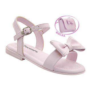 Sandália Infantil Menina Rasteirinha Feminina Com Laço e Bolsa de Brinde em Oferta na Shopee