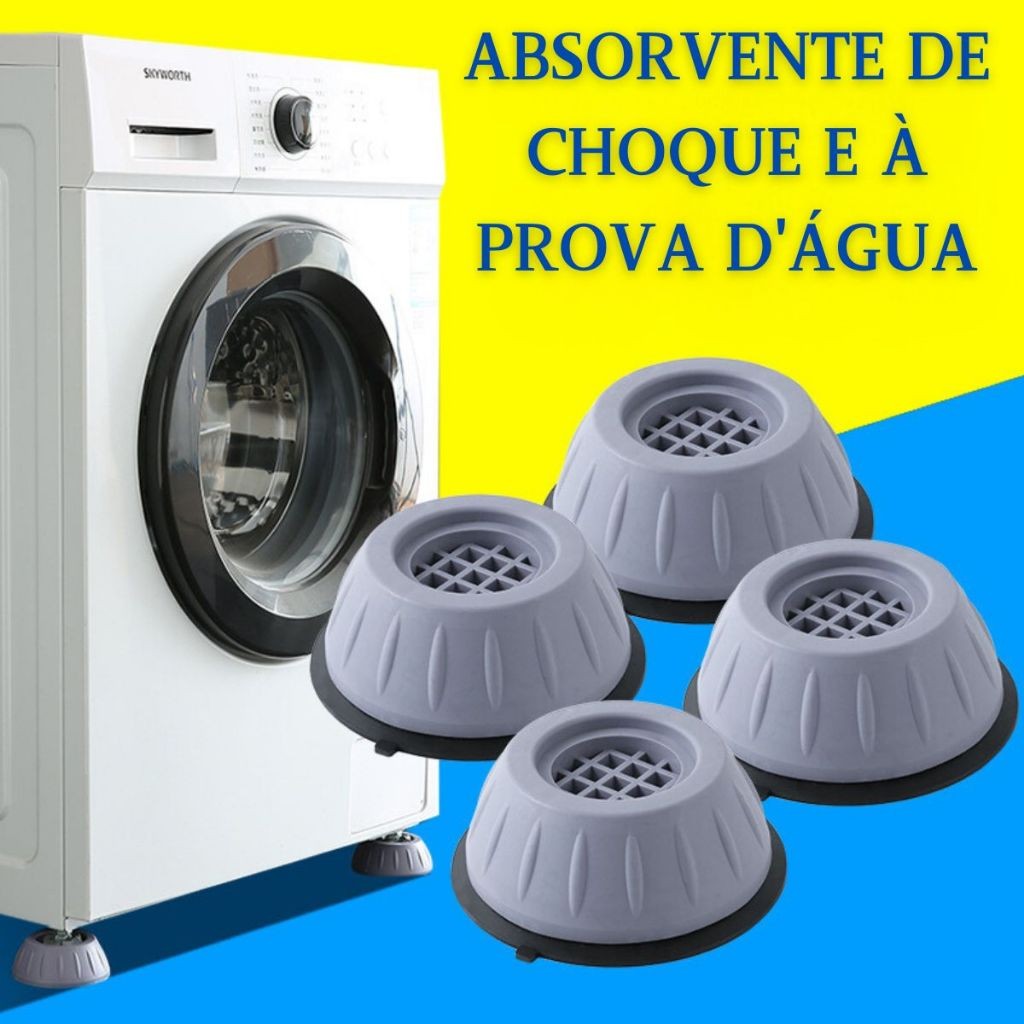 Imagem Kit 4 Peças Suporte Anti Vibração Amortecedor De Borracha Pezinho Pé Máquina Lavar Roupas Nivelador