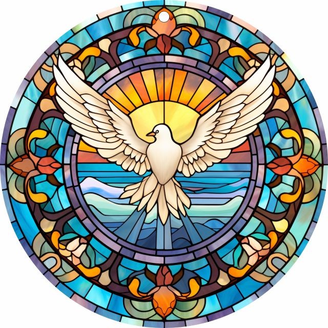 Pingente Pomba Espírito Santo Mod2 - Arte Estilo Vitral