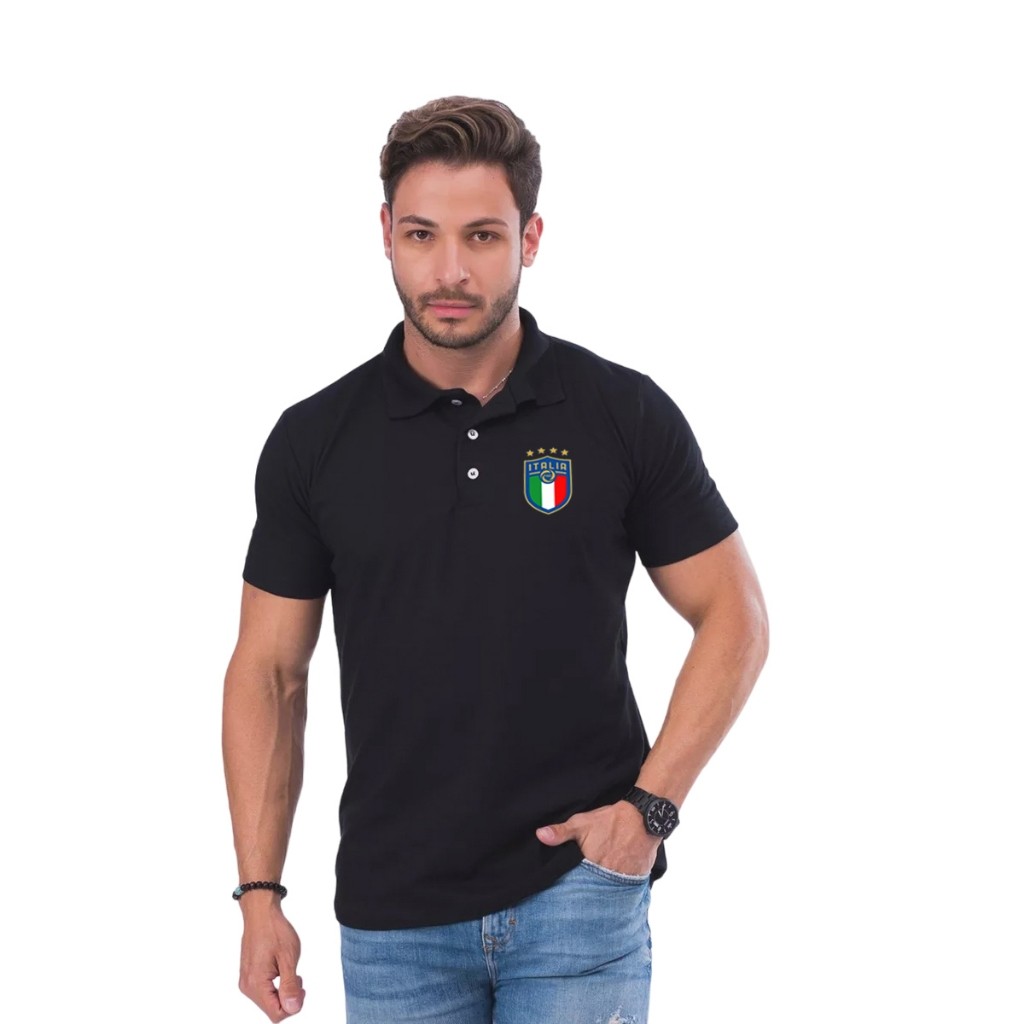 Camisa italia Polo retro masculino malha Premium Piquet roupa masculinas