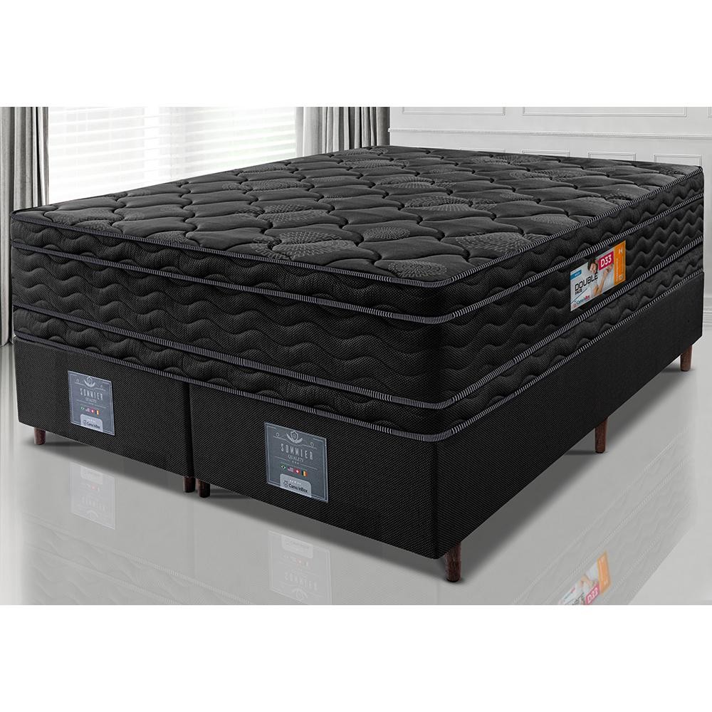 Cama Box Queen Colchão OrtoFirm Black + Box 158x198x71 Double Face Espuma D33 Preto em Oferta na Shopee