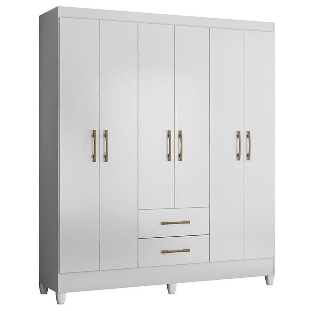 Guarda Roupa Casal Panamá 6 Portas Branco Brilho - Moval