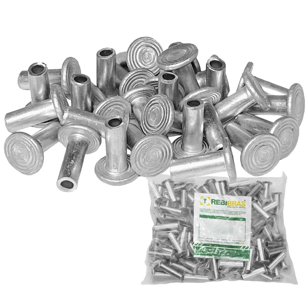 Rebite Alumínio Semi Tubular 10X16mm Rebibras 9072 em Oferta na Shopee