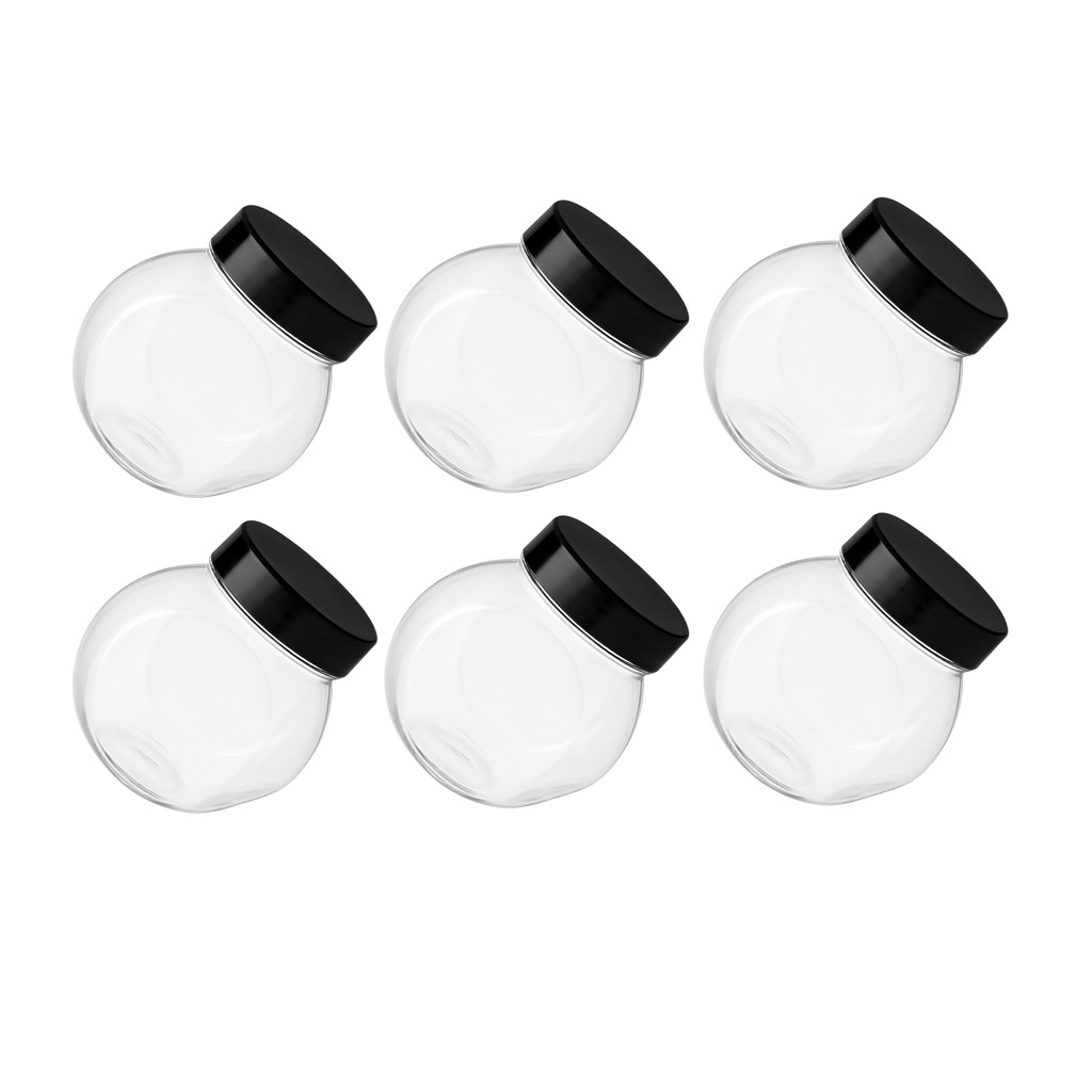6 Pote Frasco 250ml Tampa De Rosca Plástico Cristal Cores