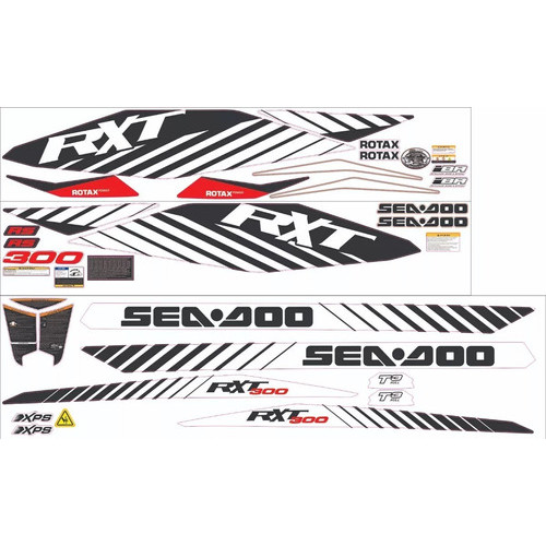 Kit Adesivo Faixa Jet Ski Seadoo Rxt 300 2016 Preto E Branco