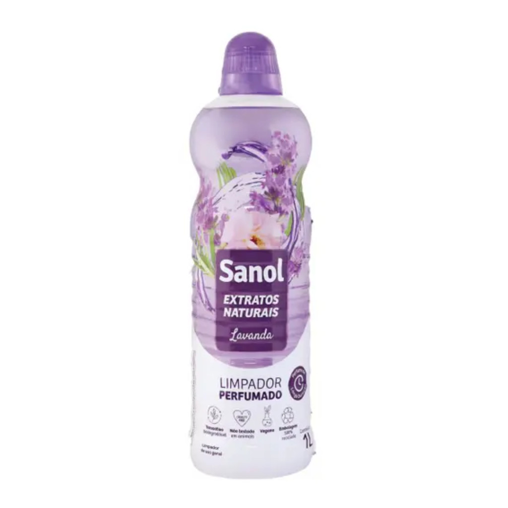 Limpador Perfumado Extratos Naturais Lavanda Sanol 1L em Oferta na Shopee