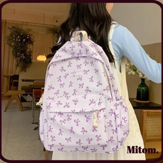 Mochila Feminina MITOM , De Estudante Com Alça Ajustável De Nylon , Bolsa De Viagem Estampada Laço De Grande Capacidade em Oferta na Shopee