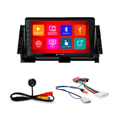 Kit Multimídia 9 Pol Kicks 2016 17 18 19 A 21 22 23 Android Auto CarPlay Qa+ 2 Din Black Piano Espelhamento Android Ios