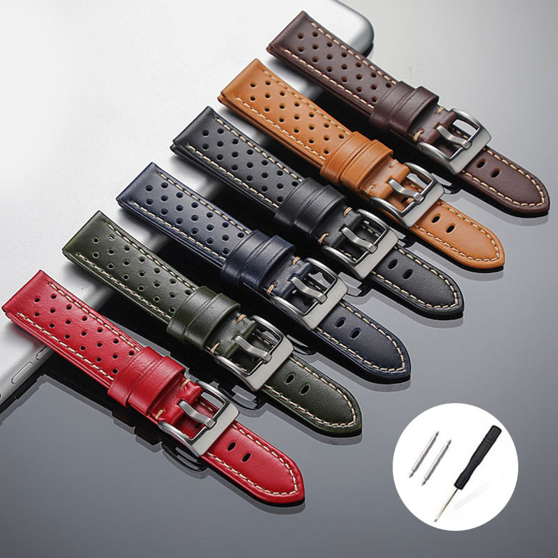 Pulseira De Relógio De Couro Genuíno Vintage 18mm 20mm 22mm 24mm De Vaca De Camada Superior Universal Homens Mulheres Ci em Oferta na Shopee