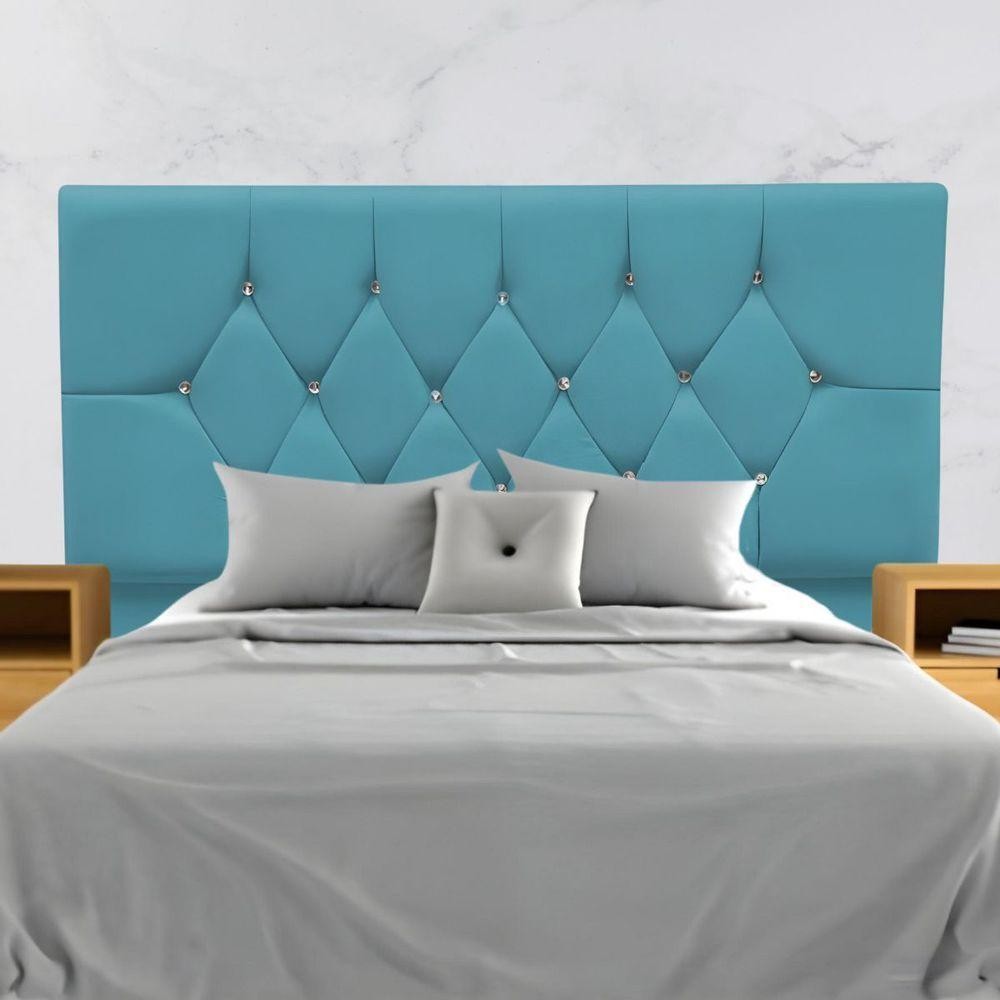 Cabeceira Cama Box Estofada Solteirão 100 Cm Suede Melissa Cor:azul Turquesa