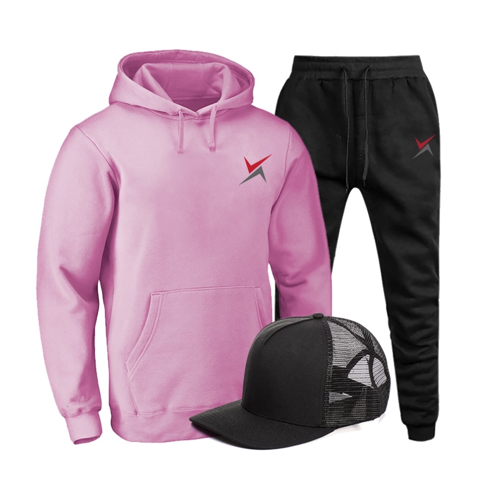 Conjunto Blusa Casaco Calça Moleton Boné Extreme Rosa
