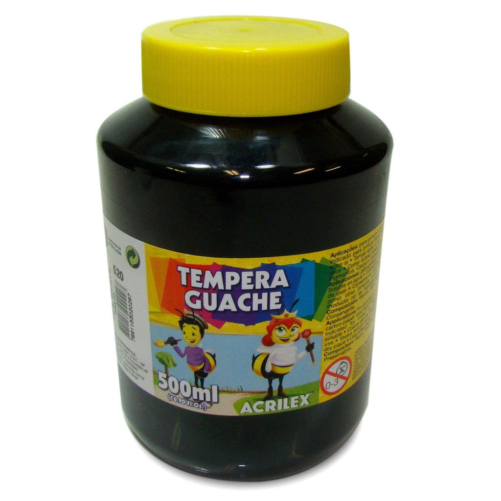 Tinta guache 500 ml preto Acrilex