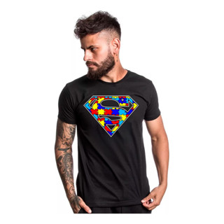 Camiseta Autismo Super Pai Filho Algodão Casual Premium em Oferta na Shopee