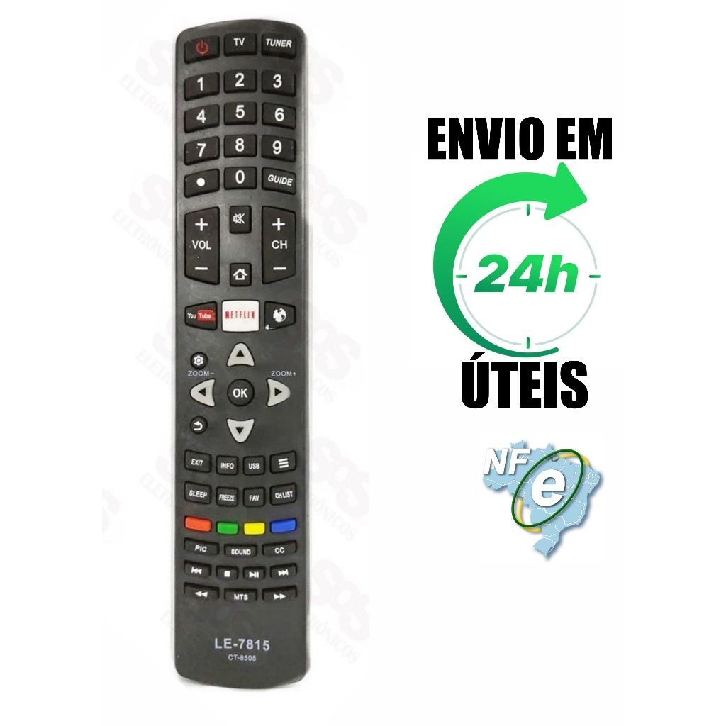 Controle Compatível com Tv 4k Semp Toshiba Smart Ct-8505 40l2600 49l2600