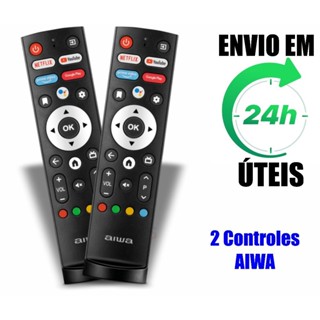 Kit 2 Controle Remoto Compatível com TV Aiwa 32/43/50 Android Aws-tv-50-bl-02-a (2 UNID) em Oferta na Shopee