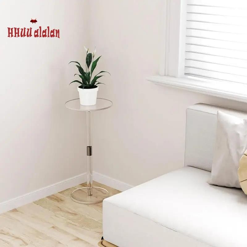 🌟Mesa De Centro Transparente Acrílica , Para Bebidas , Pequena Lateral Redonda , Decoração Casa