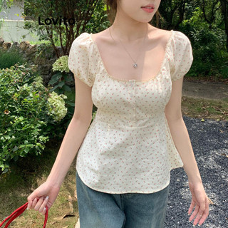 Lovito Blusa feminina casual com botões florais e flores LNM65156 em Oferta na Shopee