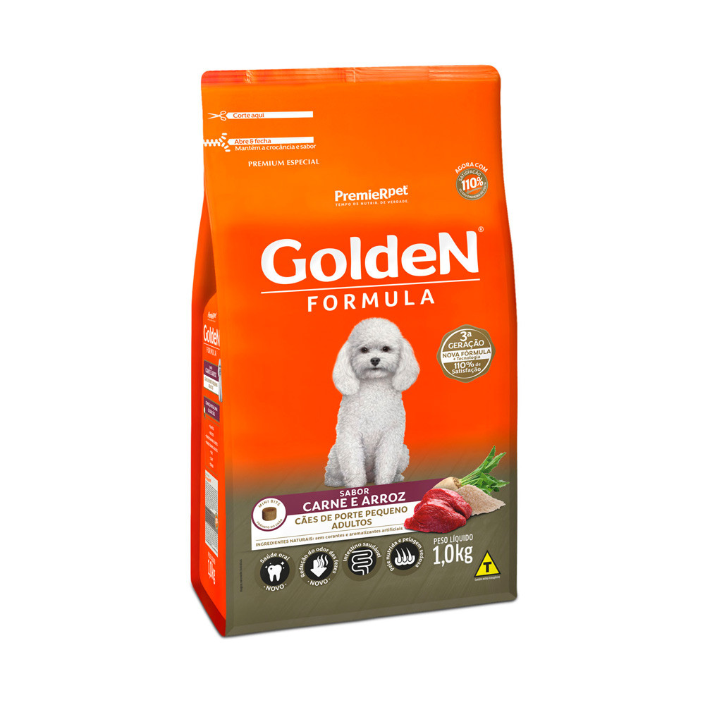 GOLDEN FORMULA CAES ADULTO RAÇAS PEQUENAS CARNE MINI BITS 1KG