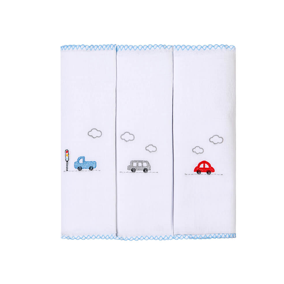 Kit Fralda Bordados Papi Carros Coloridos - 3 Peças em Oferta na Shopee