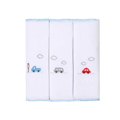 Kit Fralda Bordados Papi Carros Coloridos - 3 Peças