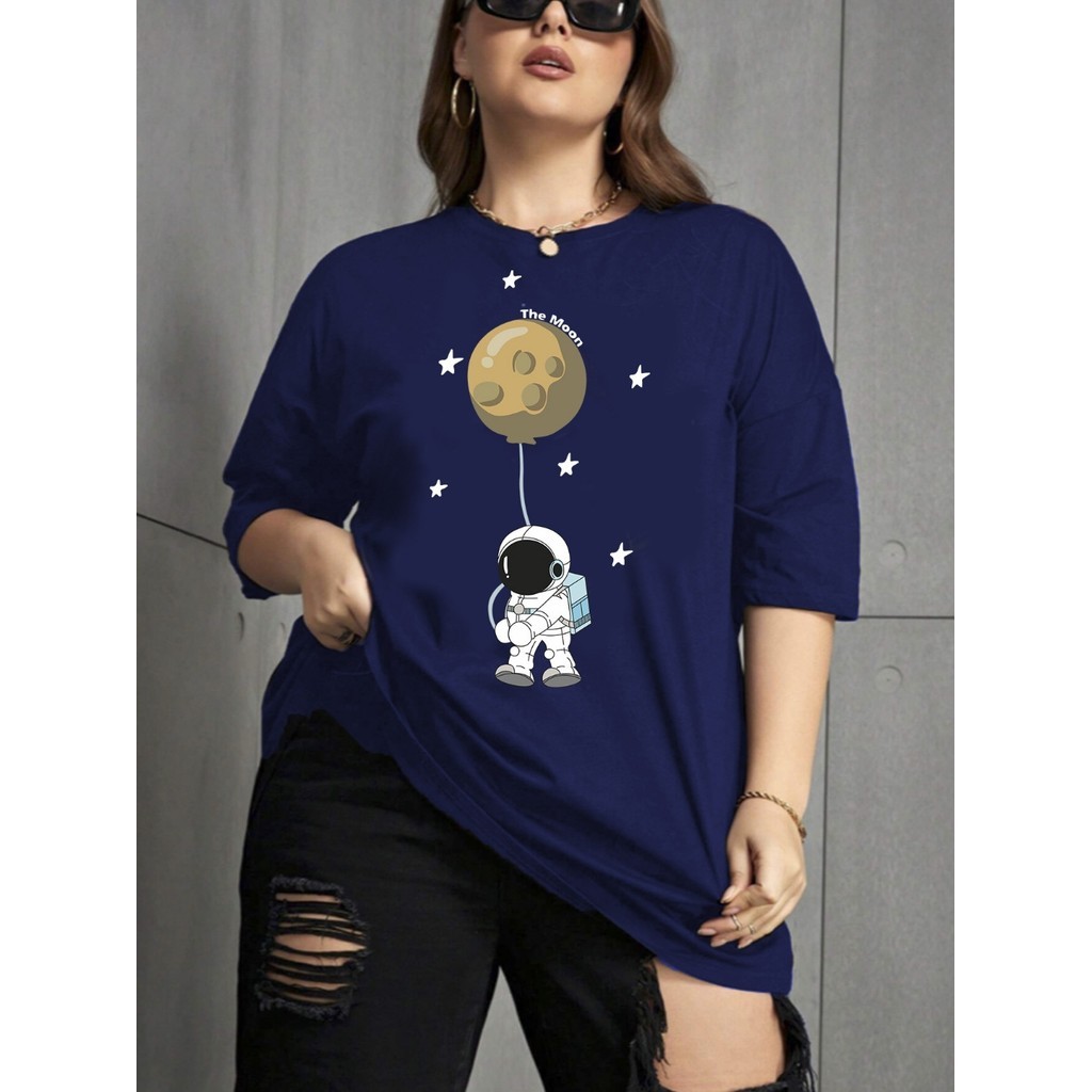 Camiseta Oversized Feminina Tecido Confortavel Manga Curta Longa Blusa Streetwear Estampada