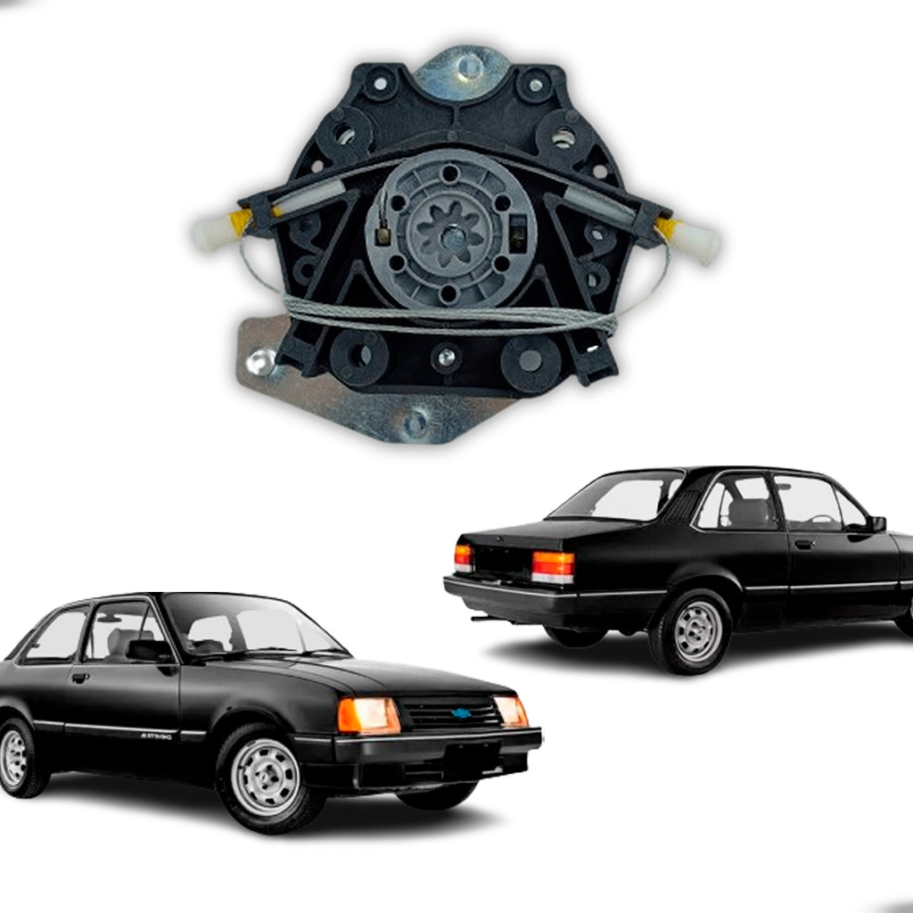 Elevador de Vidro Elétrico Chevette 2 portas sem Ventarola 1983-1993 Aço Reforçado Usa Motor de Lado Invertido