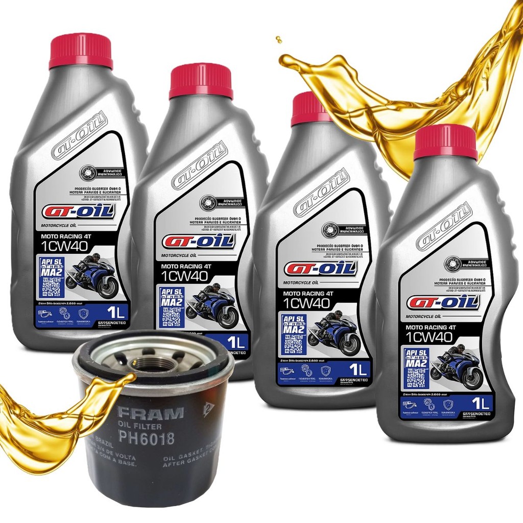 Troca de Óleo P/ Suzuki Gsx-r 750 Srad / Gsx-r 1000 Srad / Vstrom / Bandit 650 Gt Oil 10w40 + Filtro em Oferta na Shopee