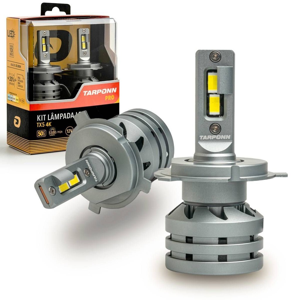 Kit Lâmpada Led Tx5 Pro 4k H4 5500lm Branco Neutro Tarponn