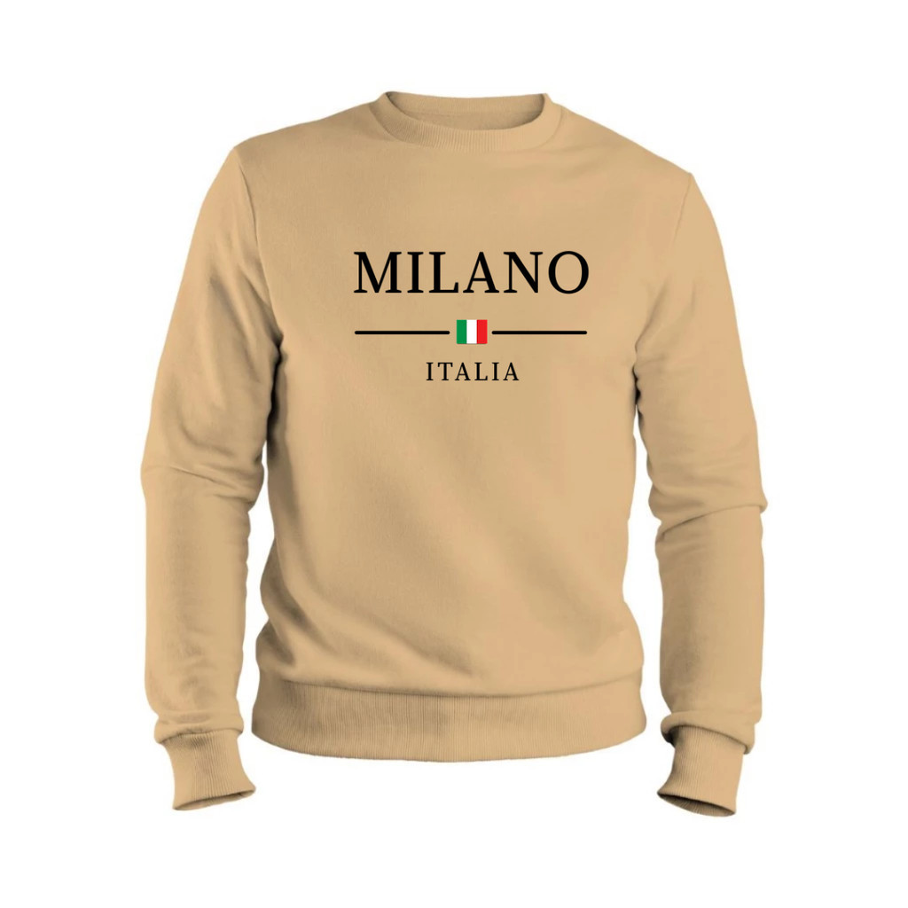 Blusa de Frio Moletom Milano Italia Casual Flanelado Careca Gola Redonda frio