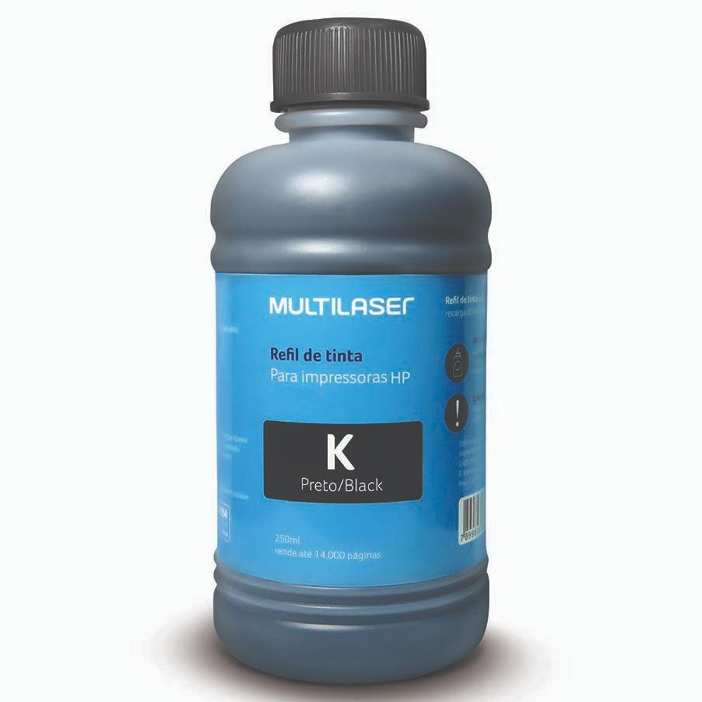 Refil de Tinta para Cartucho Impressoras HP com 250ml Multilaser - RF009