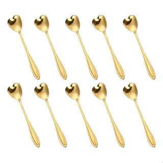 Kit  Jogo De 5 ou 10 Colher Coração Dourada Café Sobremesa Chá 10 Pçs Mesa Posta Amor em Oferta na Shopee