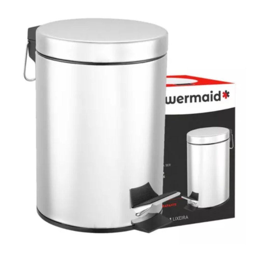 5 Lixeira Aço Inox Pequena Tampa Basculante Cozinha Banheiro Escritório Lavabo Cozinha Dur...