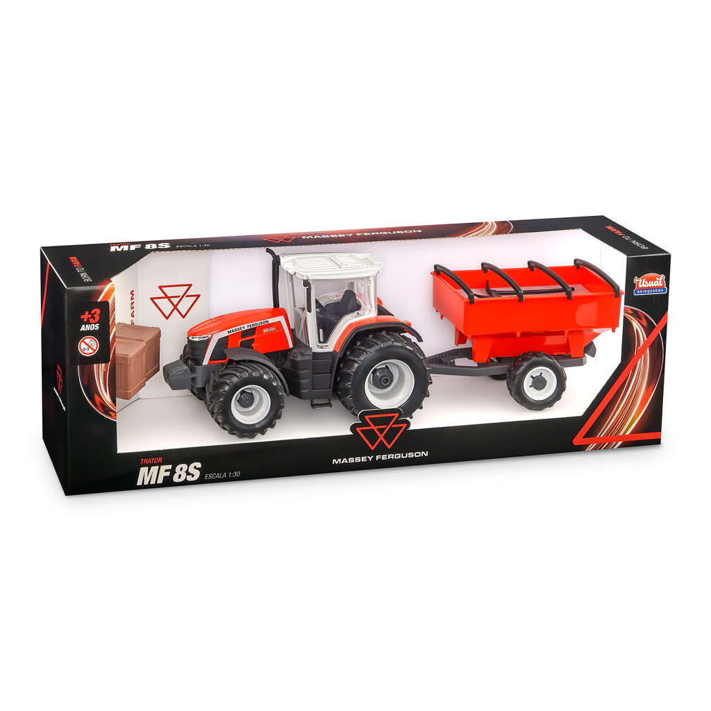 Trator Miniatura Massey Ferguson MF8S Réplica Graneleiro