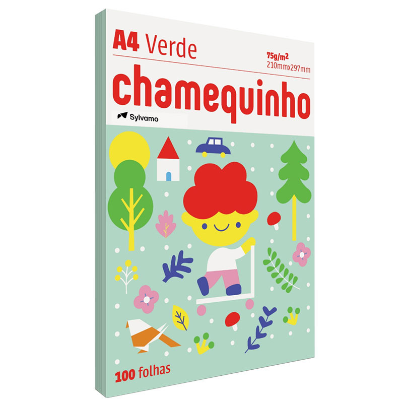 Papel sulfite A4 75g Verde 210x297 com 100 folhas Chamequinho - Stationery
