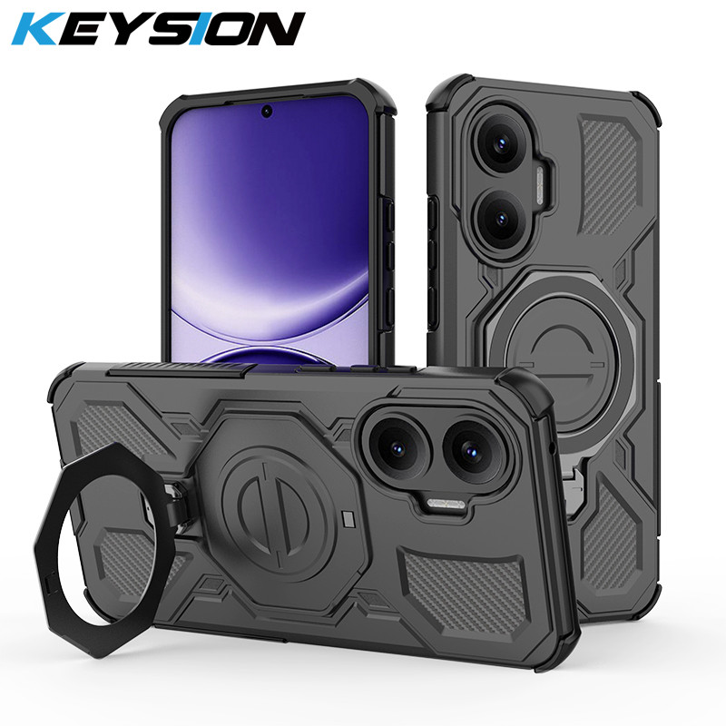 KEYSION Capa Magnética À Prova De Choque Para Xiaomi POCO F7 X7 Pro Vertical Ao Vivo Anel De Metal Suporte Traseira Do T