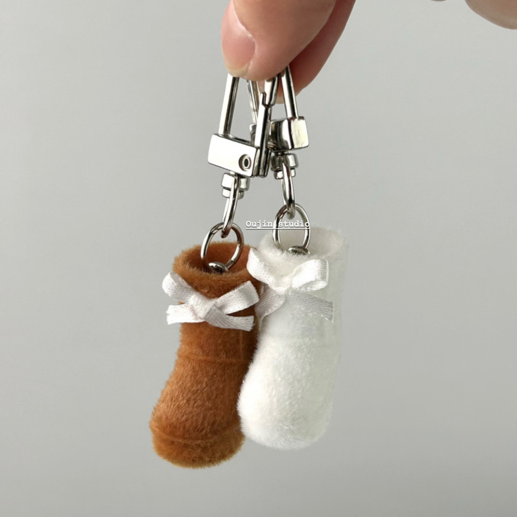 Estilo coreano ins outono inverno bonito mini reunindo botas de neve arco mini série airpods pingente pingente